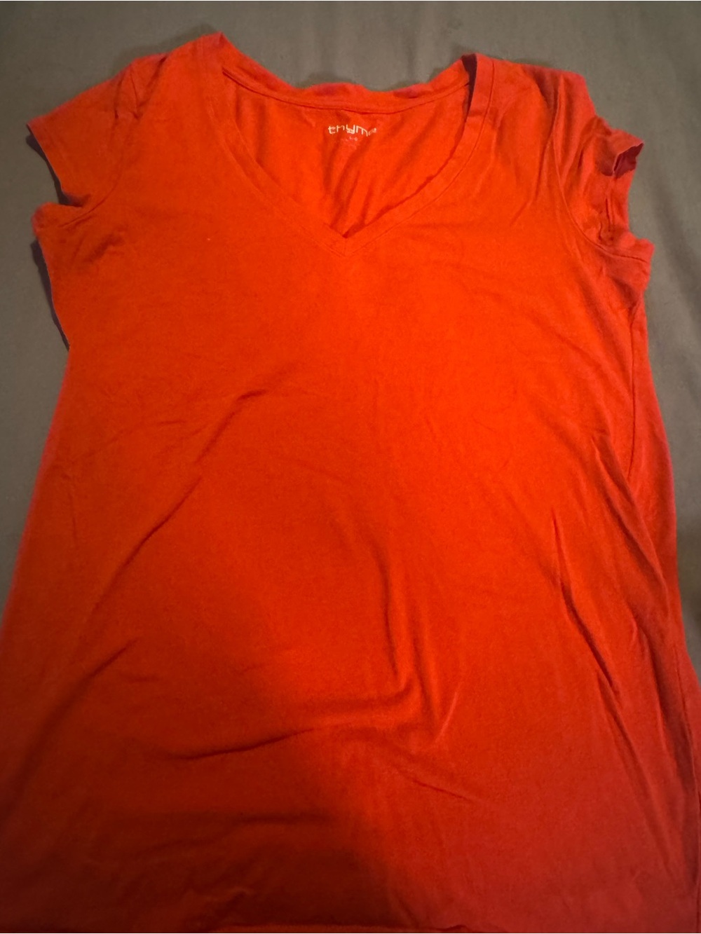 Women’s V-Neck Short Sleeve Top - Reddish Orange